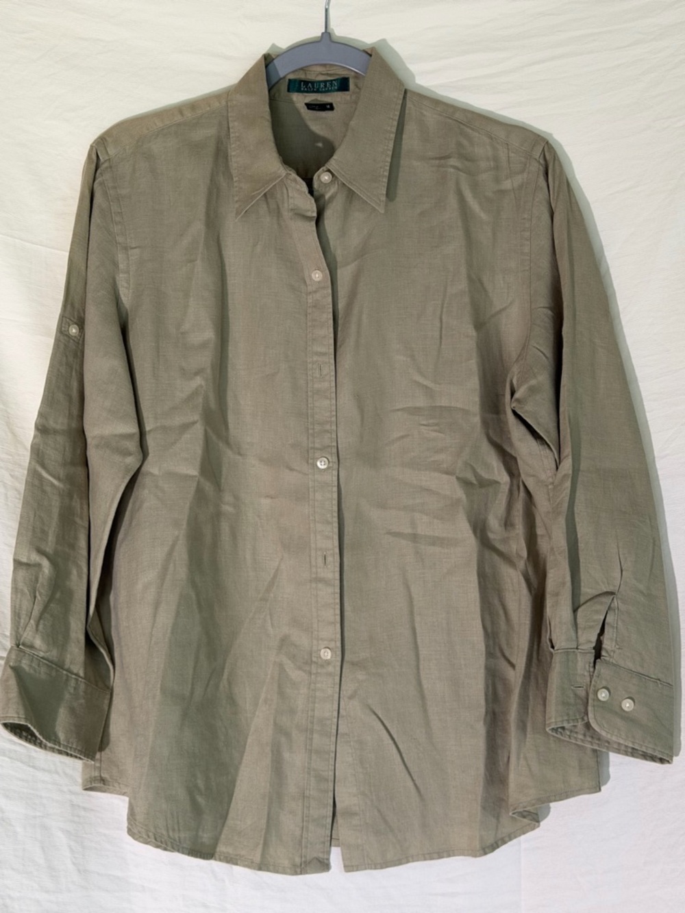 Ralph Lauren Tan Linen Shirt with Dark Green Label